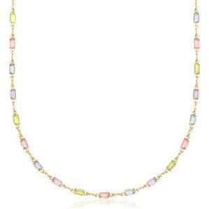 18k gold plated multicolor crystal baguette necklace for women statement jewelry